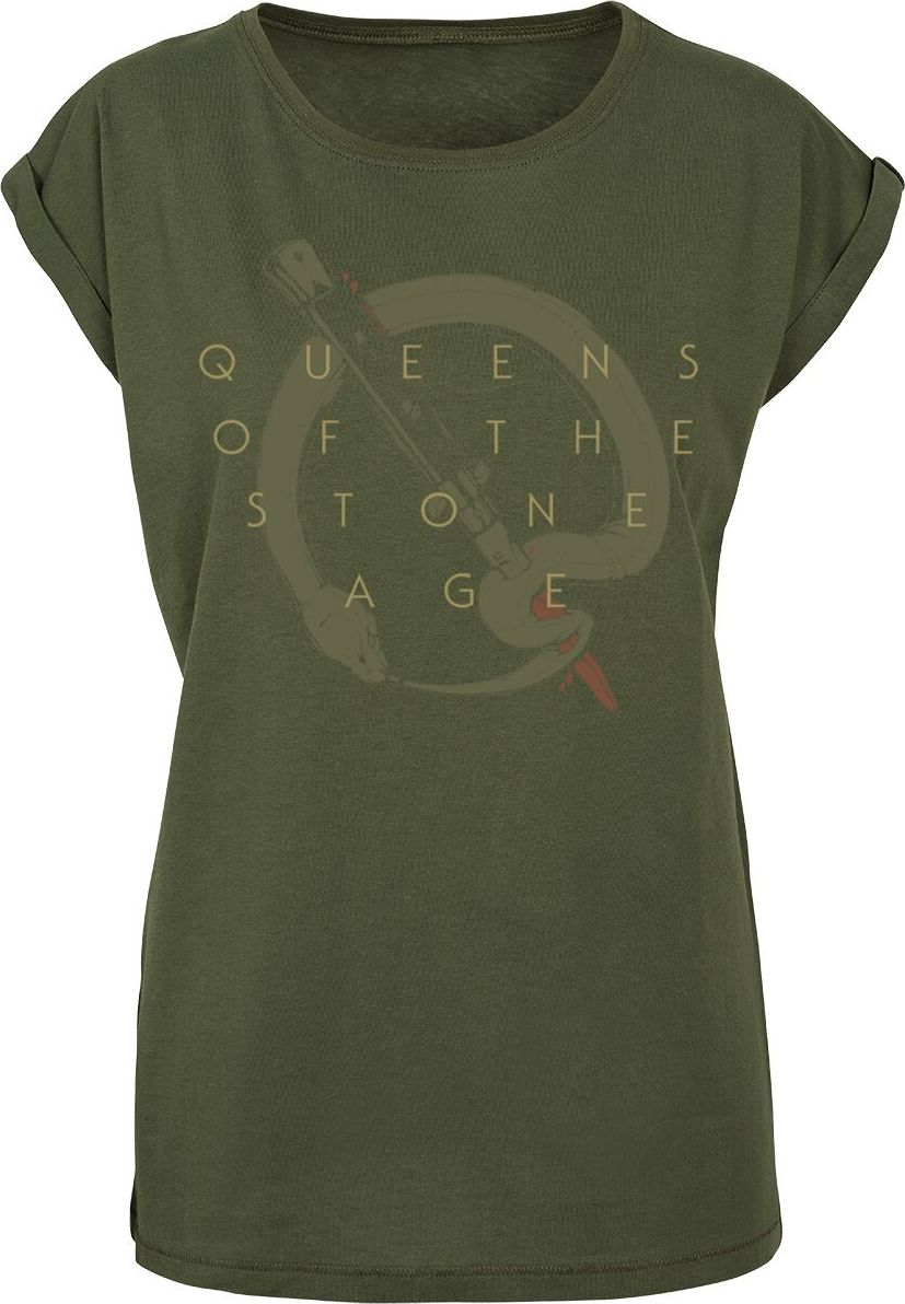 Queens Of The Stone Age In Times New Roman - Snake Logo Dámské tričko olivová - RockTime.cz