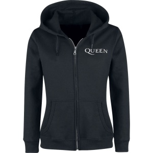 Queen Crest Vintage Dámská mikina s kapucí na zip černá - RockTime.cz