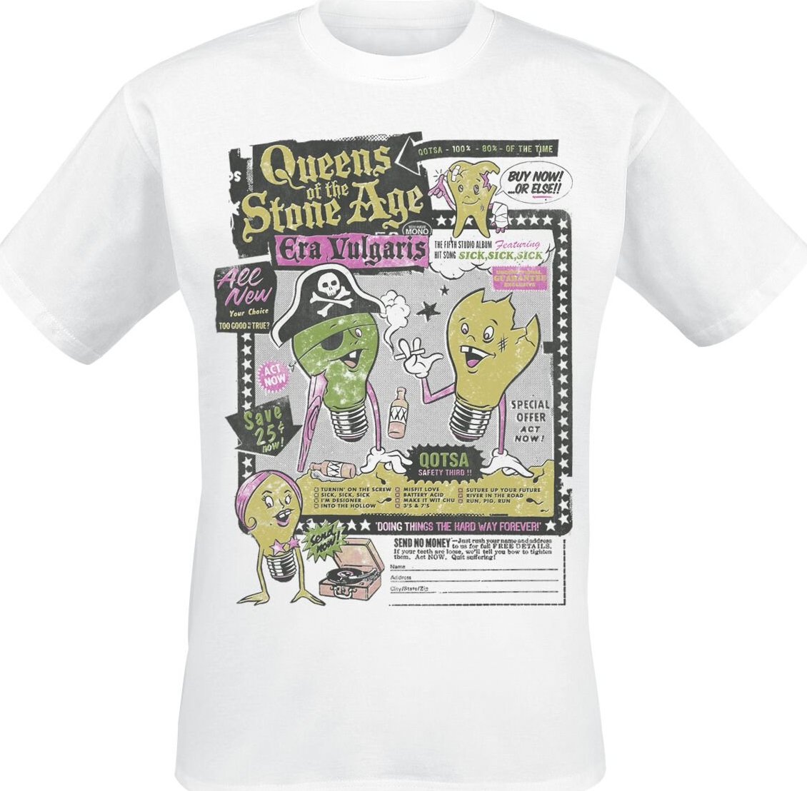 Queens Of The Stone Age Era Vulgaris Mailaway Tričko bílá - RockTime.cz
