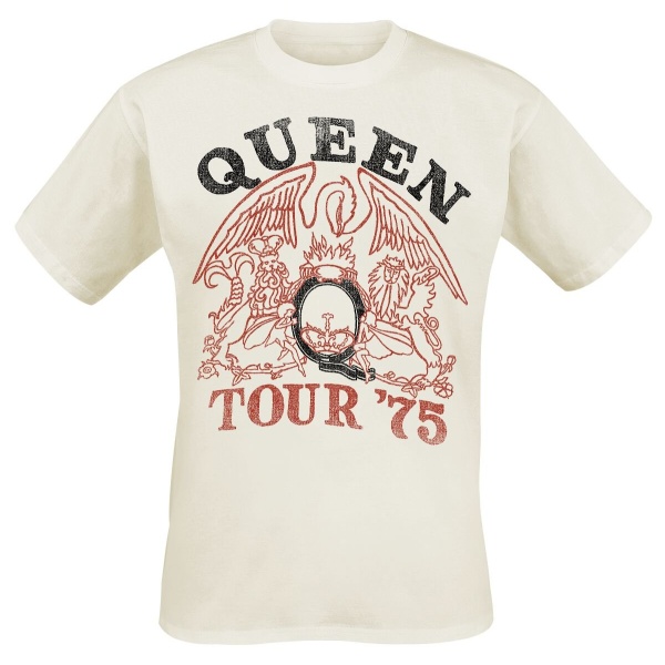 Queen Tour 75 Crest Tričko přírodní - RockTime.cz