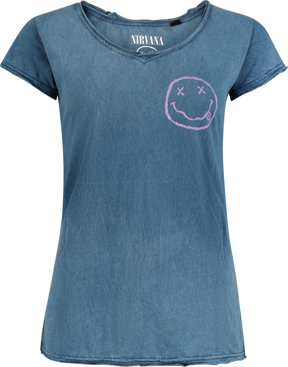 Nirvana Smile Logo Dámské tričko modrá - RockTime.cz