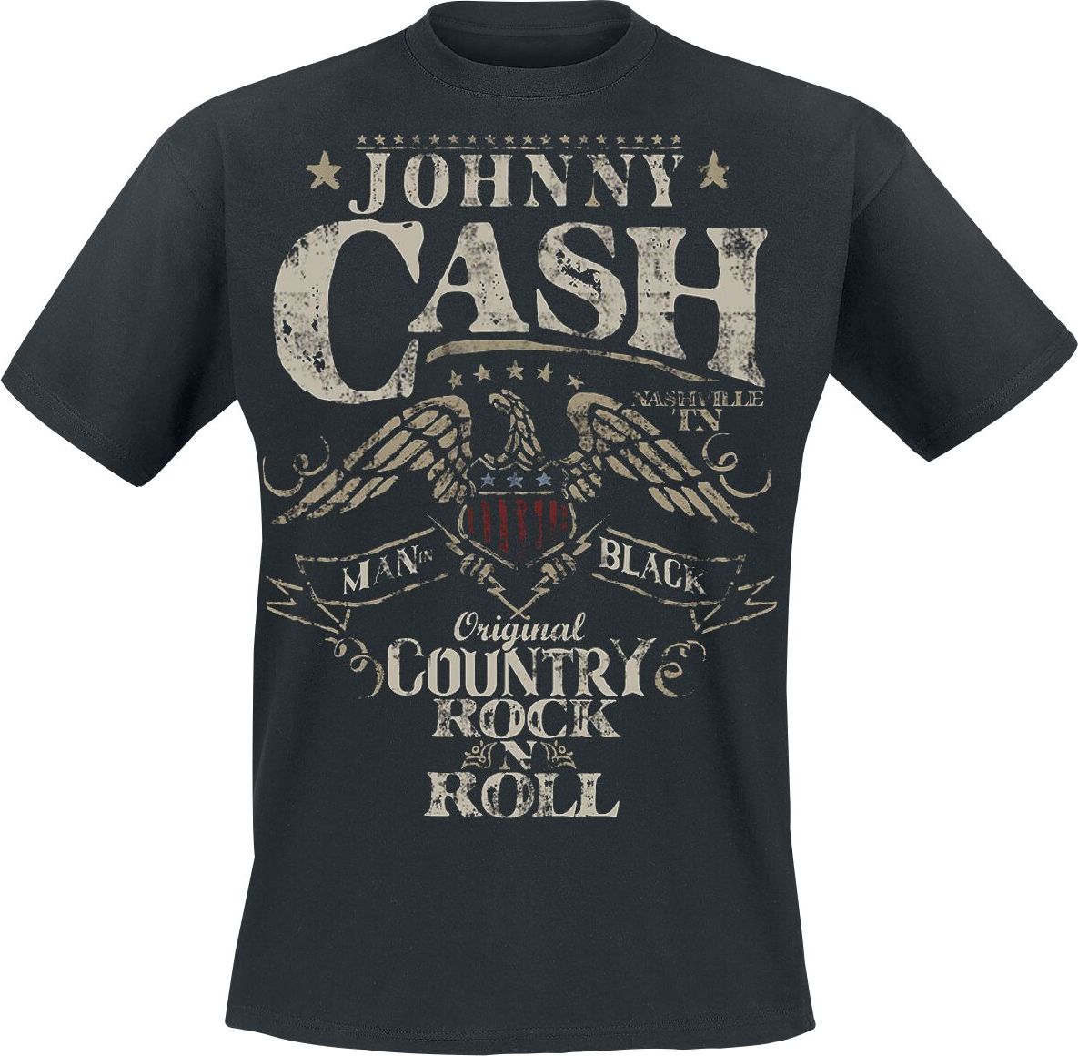 Johnny Cash Original Country Rock n Roll Tričko černá - RockTime.cz
