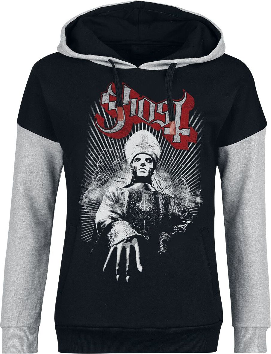 Ghost Priest Dámská mikina s kapucí skvrnitá černá / šedá - RockTime.cz