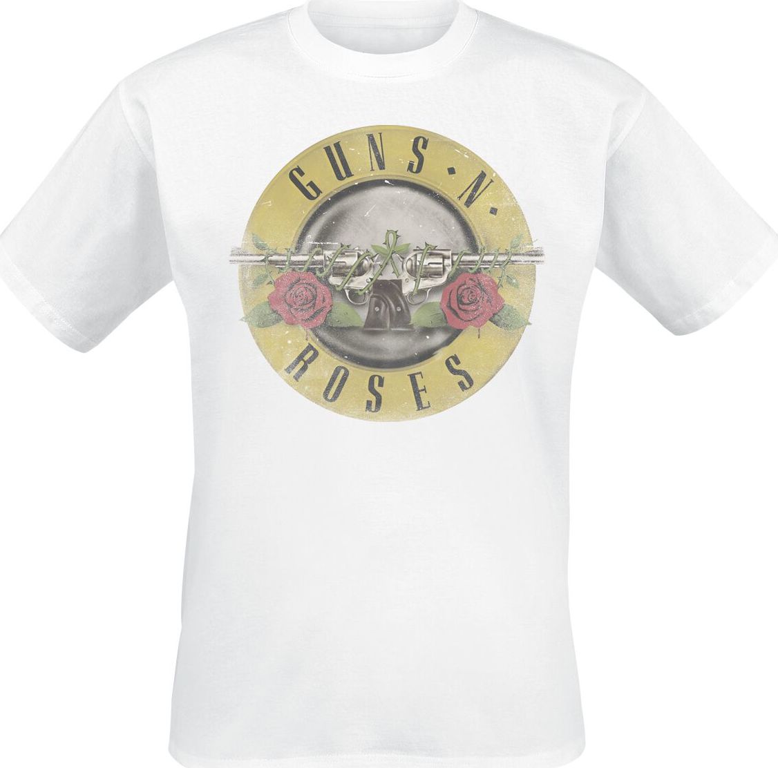 Guns N' Roses Distressed Bullet Tričko bílá - RockTime.cz
