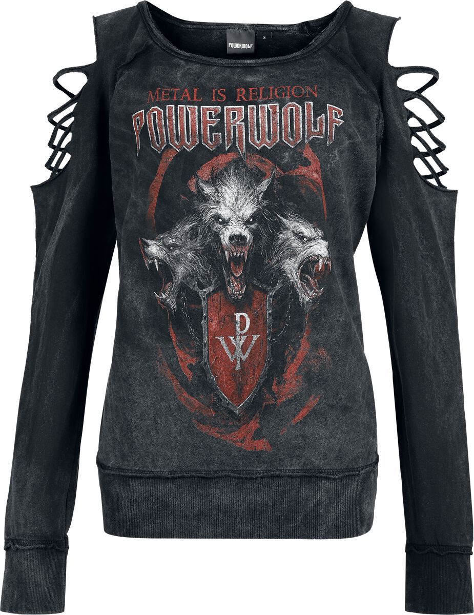 Powerwolf Triple Wolves Dámská mikina tmavě šedá - RockTime.cz