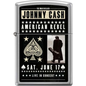 Johnny Cash Zippo - Brushed Chrome Zippo zapalovač standard - RockTime.cz