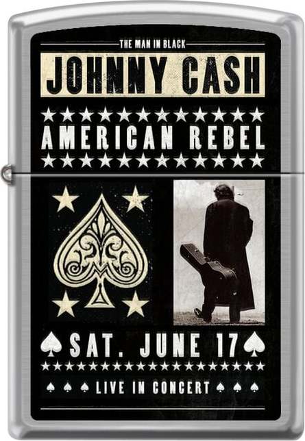 Johnny Cash Zippo - Brushed Chrome Zippo zapalovač standard - RockTime.cz