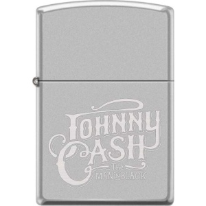 Johnny Cash Zippo - Satin Chrome Zippo zapalovač standard - RockTime.cz