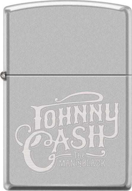Johnny Cash Zippo - Satin Chrome Zippo zapalovač standard - RockTime.cz