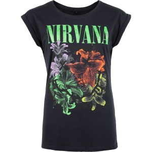 Nirvana Flowers Smiley Cyrstals Dámské tričko námořnická modrá - RockTime.cz