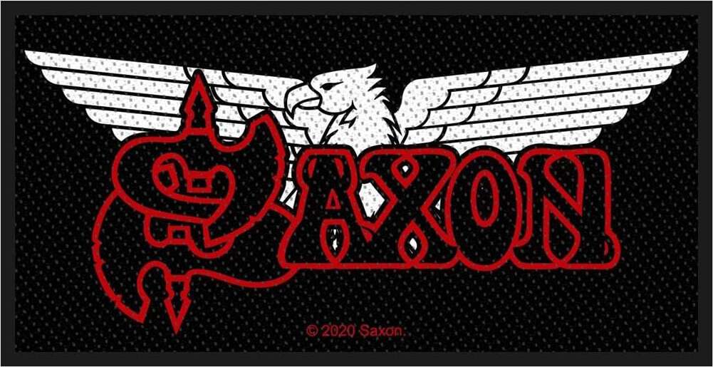 Saxon Logo & Eagle nášivka cerná/cervená/bílá - RockTime.cz