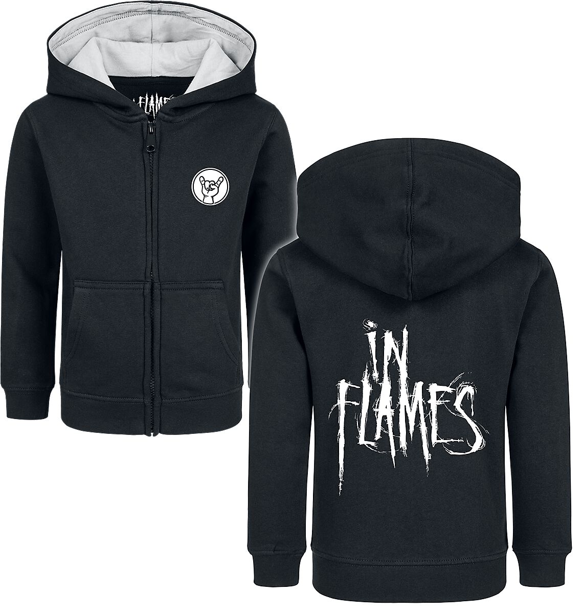 In Flames Metal-Kids - Logo detská mikina s kapucí na zip černá - RockTime.cz