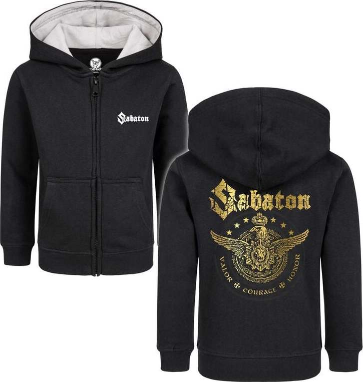 Sabaton Metal-Kids - Wings Of Glory detská mikina s kapucí na zip černá - RockTime.cz