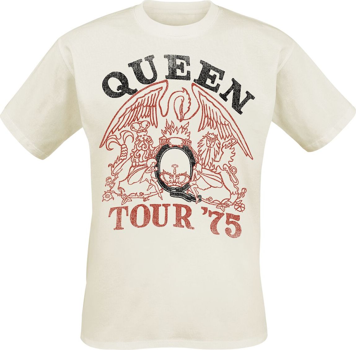 Queen Tour 75 Crest Tričko přírodní - RockTime.cz