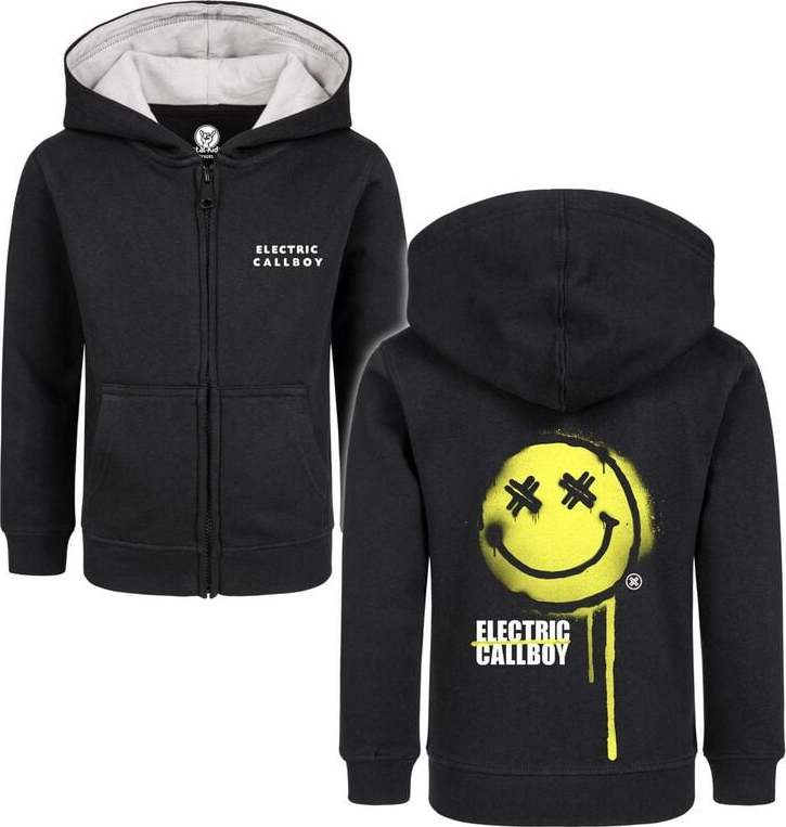 Electric Callboy Metal-Kids - Spray Smiley detská mikina s kapucí na zip černá - RockTime.cz