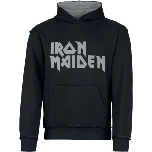 Iron Maiden Logo Mikina s kapucí cerná/šedá - RockTime.cz