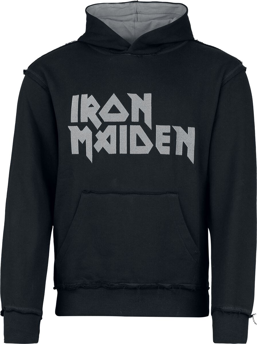 Iron Maiden Logo Mikina s kapucí cerná/šedá - RockTime.cz