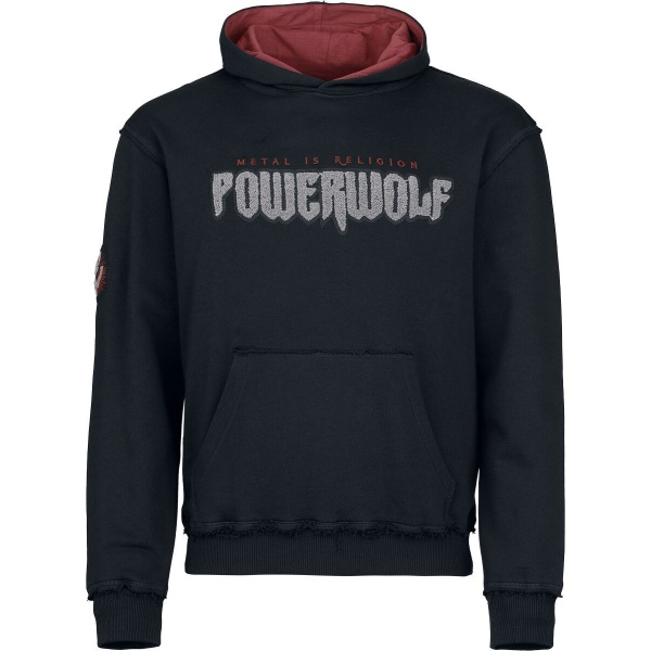 Powerwolf Logo Mikina s kapucí černá / tmavě červená - RockTime.cz