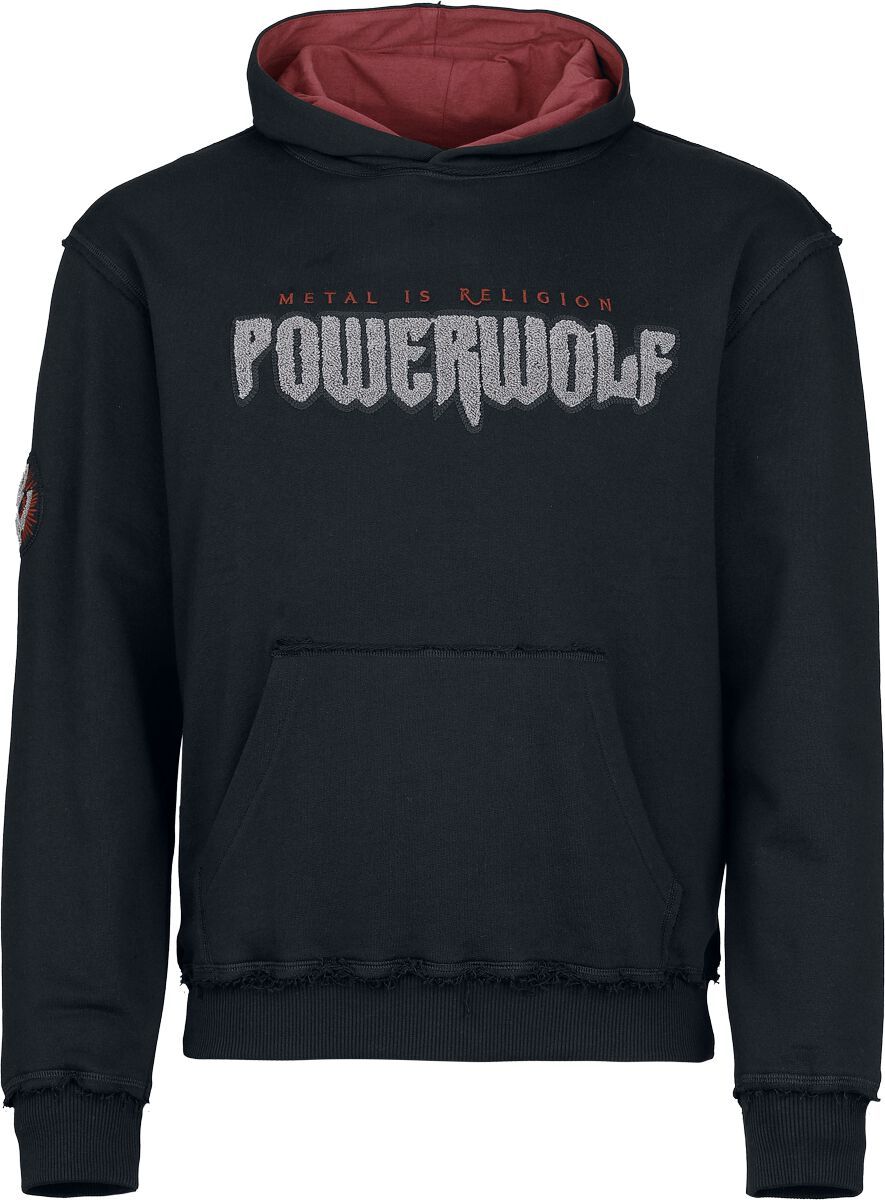 Powerwolf Logo Mikina s kapucí černá / tmavě červená - RockTime.cz