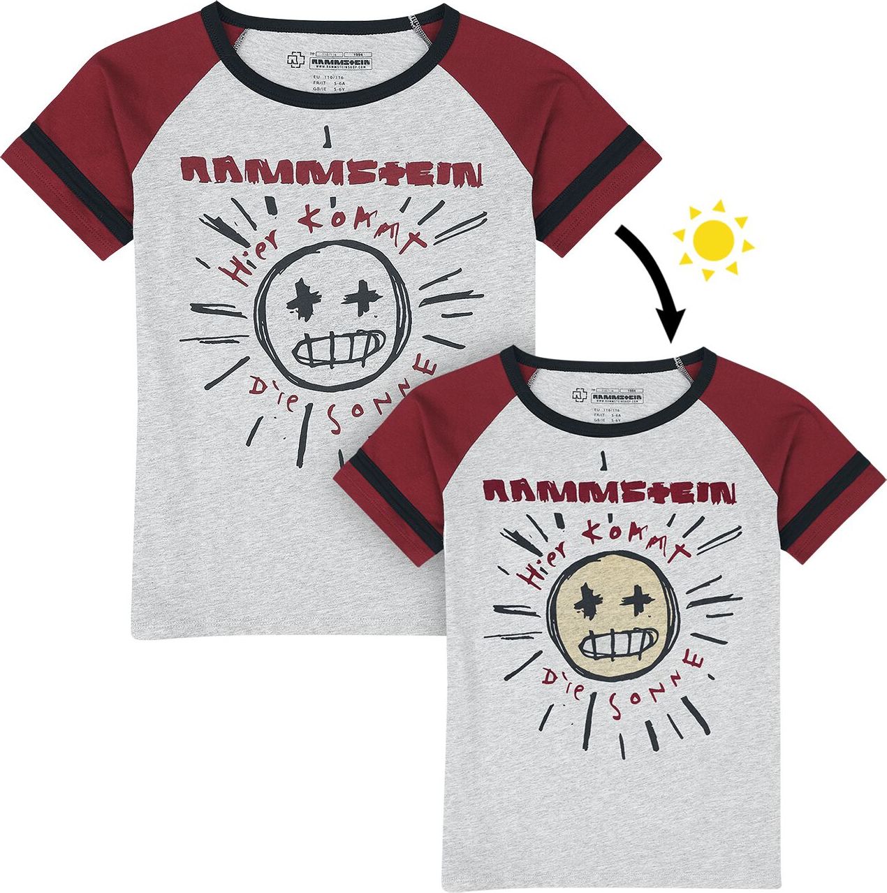 Rammstein Kids - Sonne detské tricko šedá/cervená - RockTime.cz