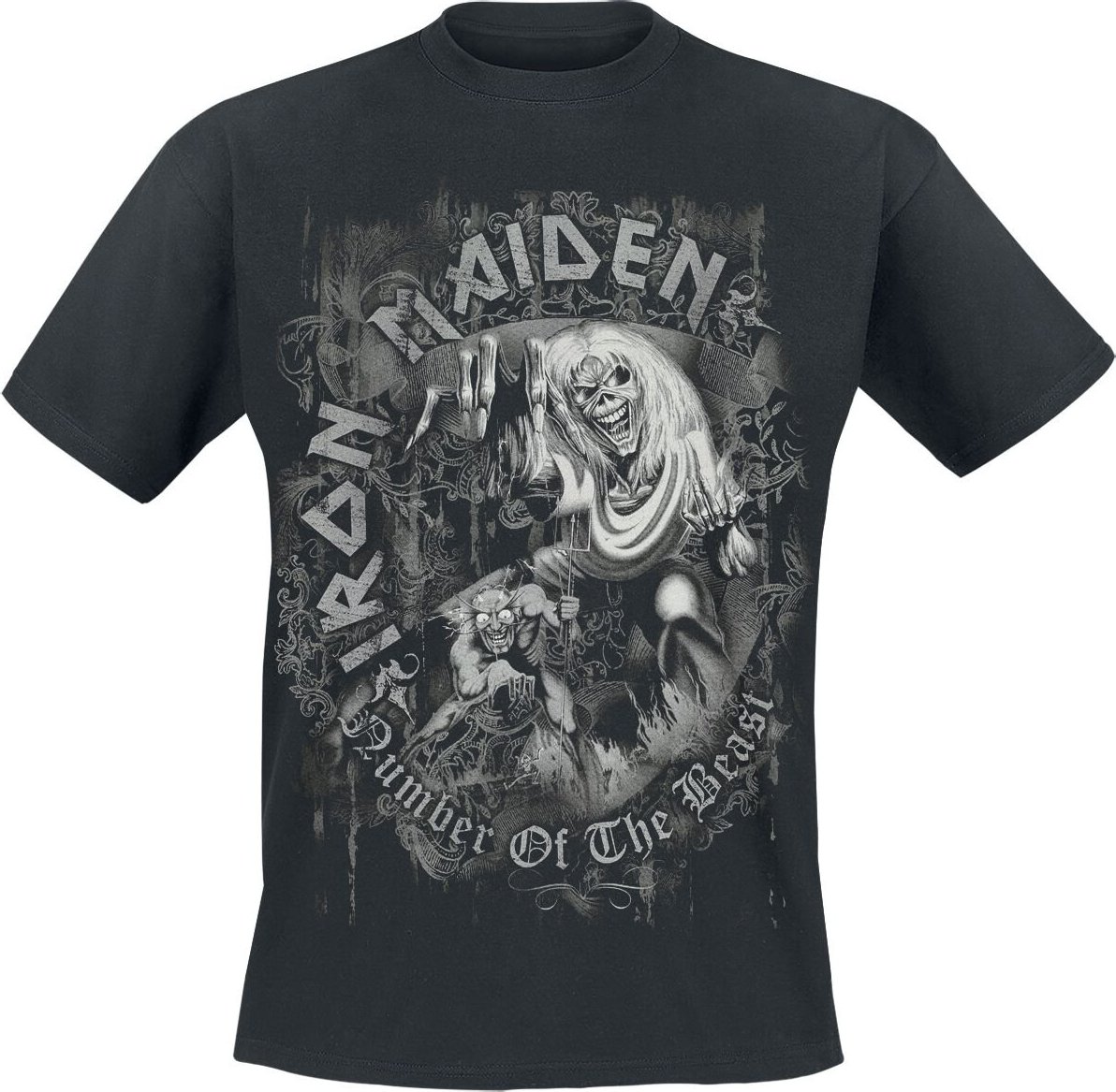 Iron Maiden Number Of The Beast Grey Tone Tričko černá - RockTime.cz
