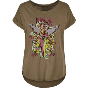 Nirvana Angel Flowers Dámské tričko olivová