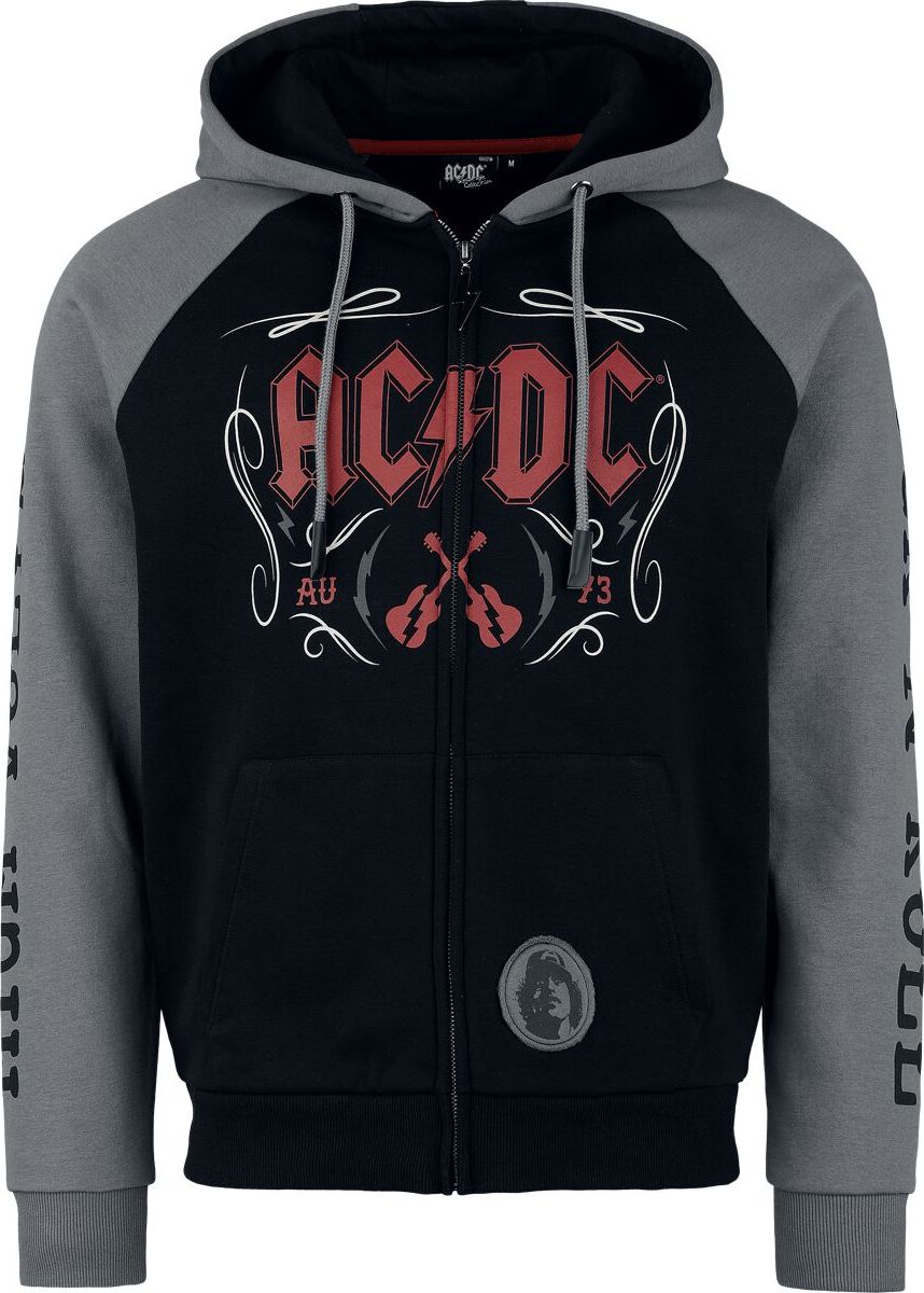 AC/DC EMP Signature Collection Mikina s kapucí na zip cerná/šedá - RockTime.cz