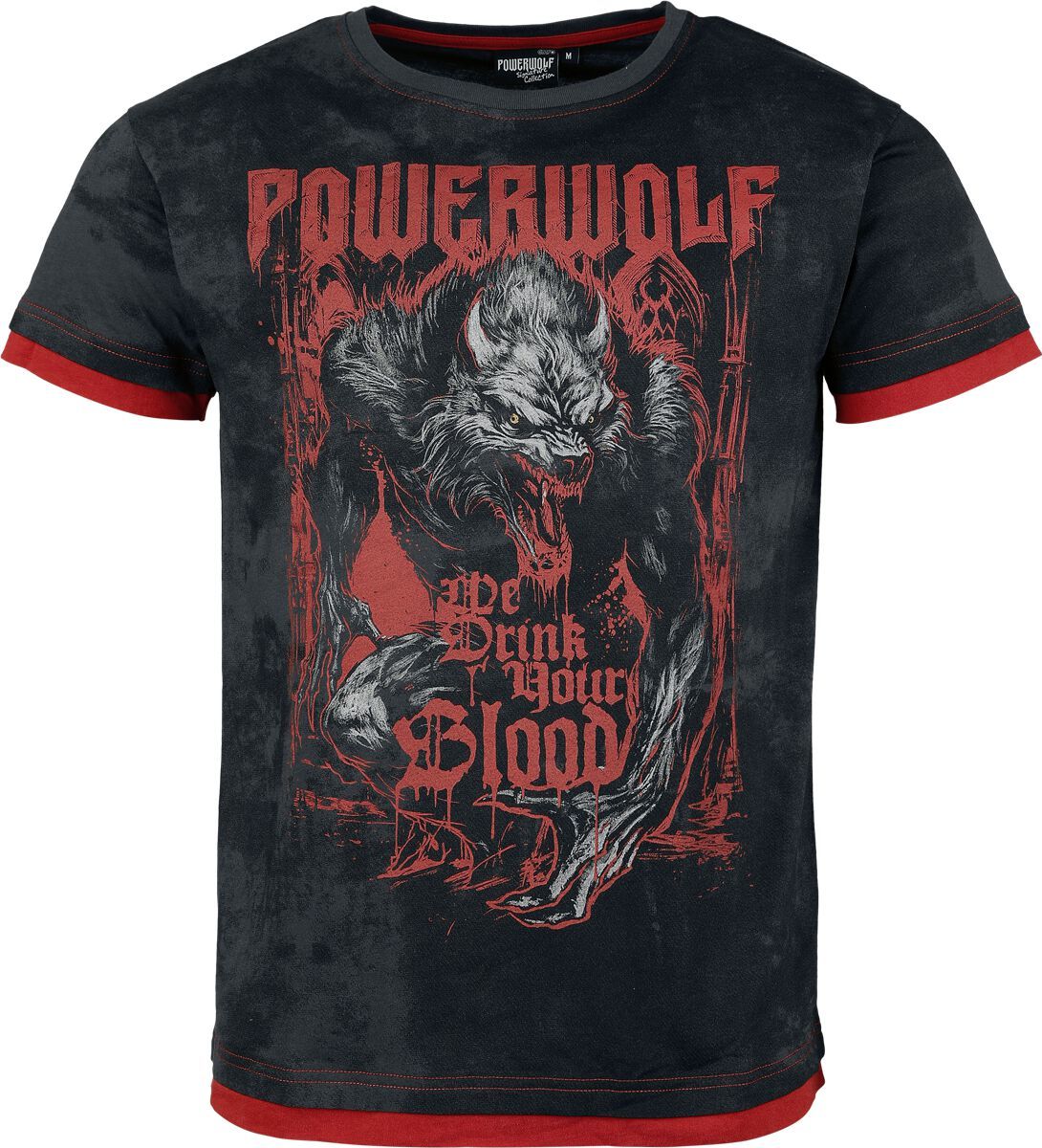 Powerwolf EMP Signature Collection Tričko tmave šedá/cervená - RockTime.cz