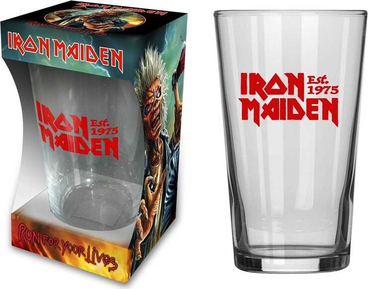 Iron Maiden Est. 1975 pivní sklenice transparentní - RockTime.cz