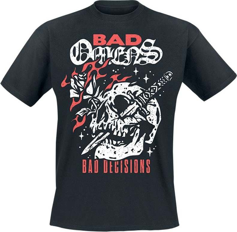 Bad Omens Bad Decision Skull With Knife Tričko černá - RockTime.cz