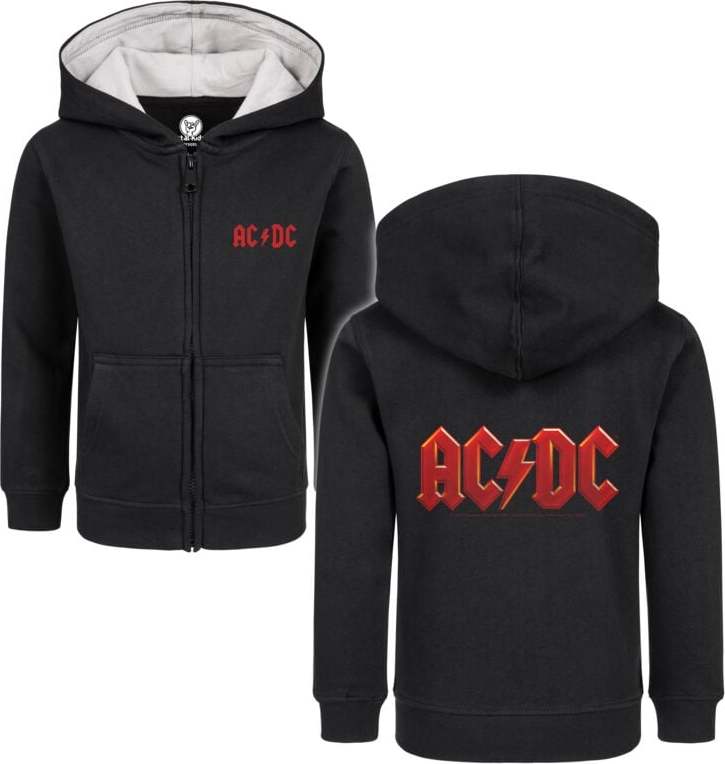 AC/DC Logo detská mikina s kapucí na zip černá - RockTime.cz