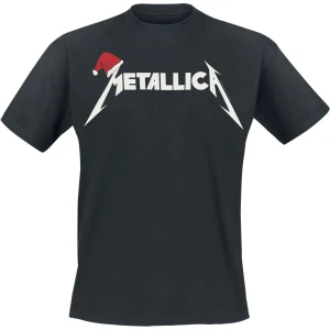 Metallica Santa Hat Logo Tričko černá - RockTime.cz