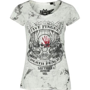 Five Finger Death Punch Skull Dámské tričko bílá/šedá - RockTime.cz