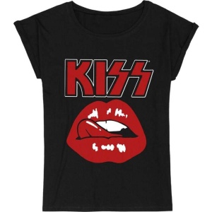 Kiss Lips Dámské tričko černá - RockTime.cz