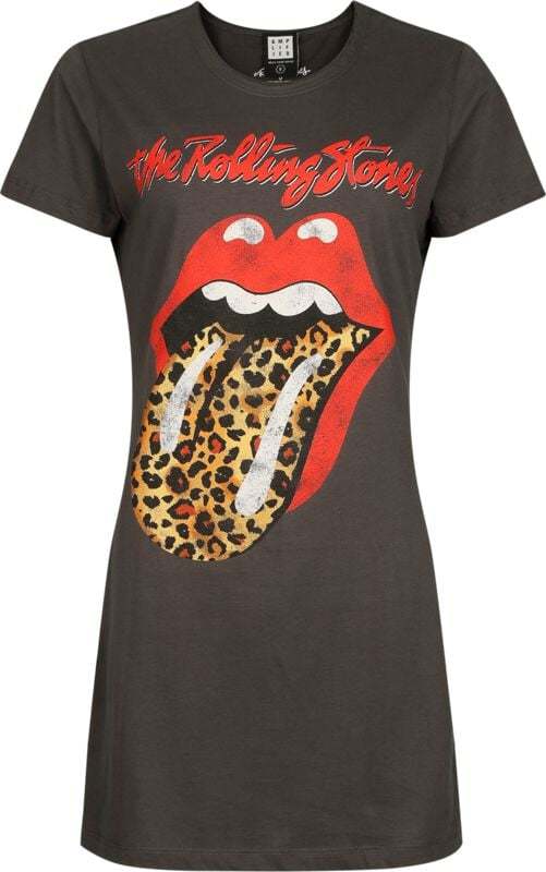 The Rolling Stones Amplified Collection - Leopard Tongue Šaty charcoal - RockTime.cz