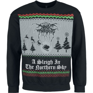 Darkthrone Holiday Sweater - A Sleigh In The Northern Sky Mikina černá