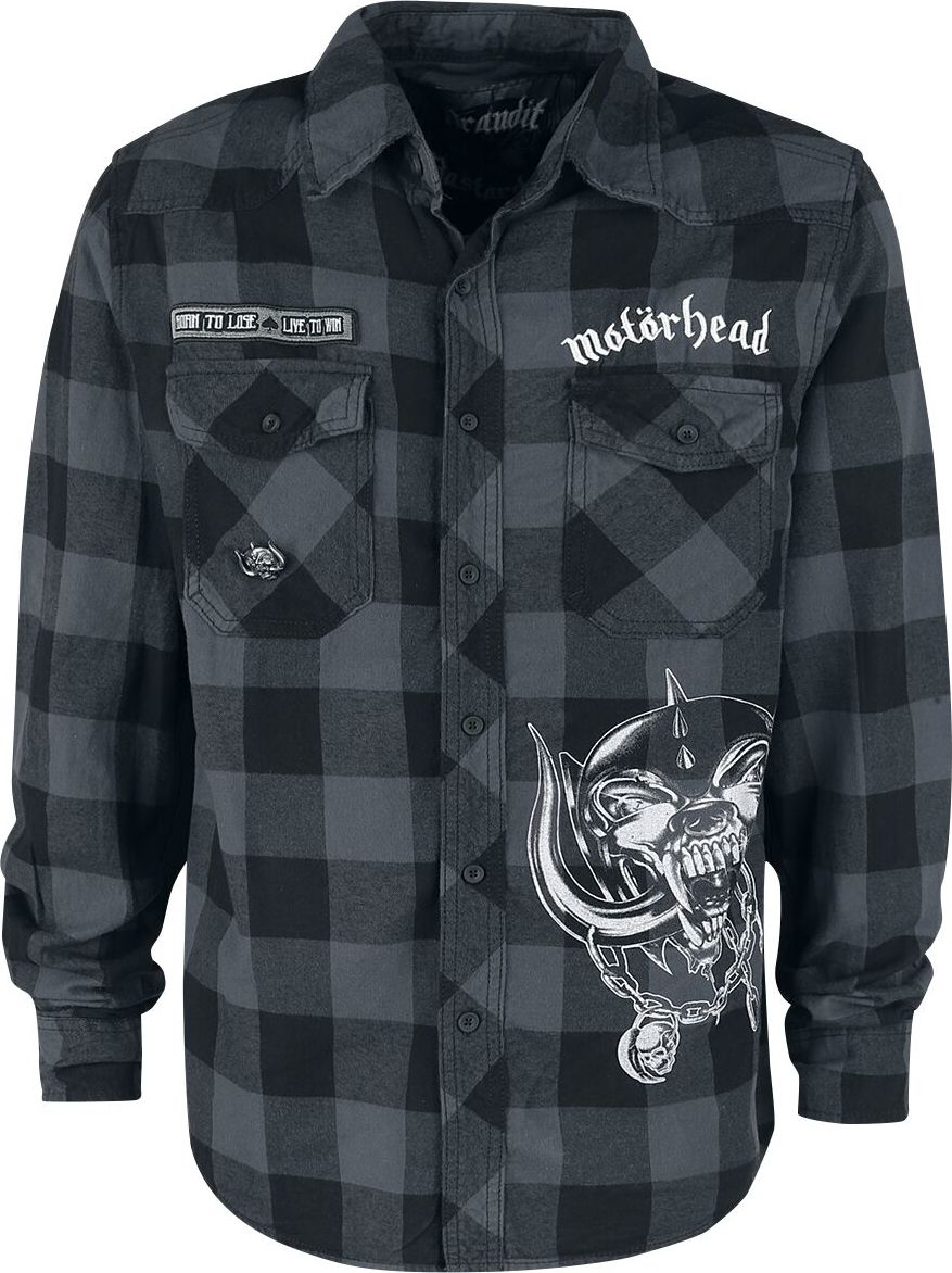 Motörhead Brandit Bastards - Checkshirt Košile cerná/šedá - RockTime.cz Motörhead Brandit Bastards - Checkshirt Košile cerná/šedá - RockTime.cz