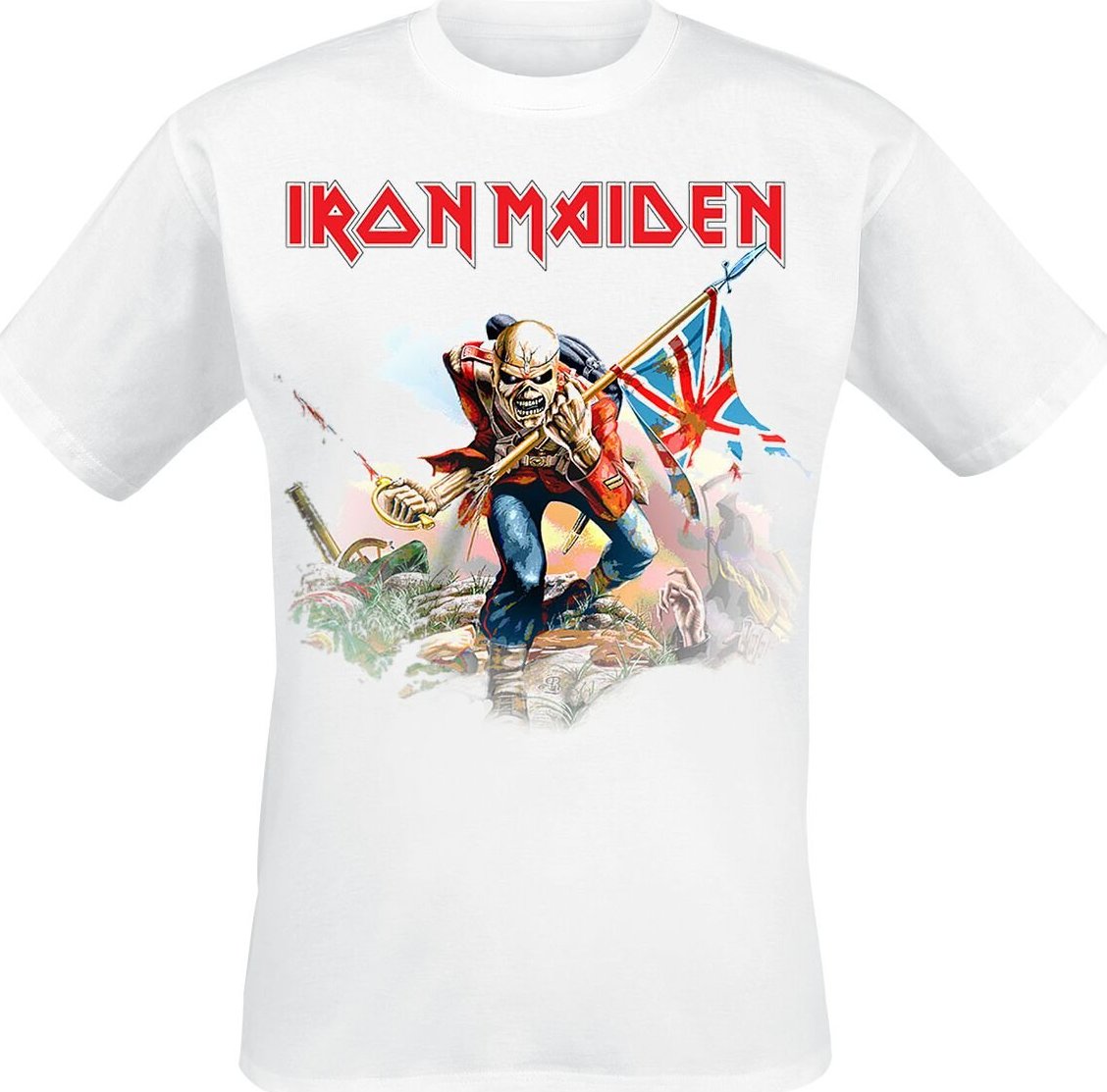 Iron Maiden Trooper On White Tričko bílá - RockTime.cz