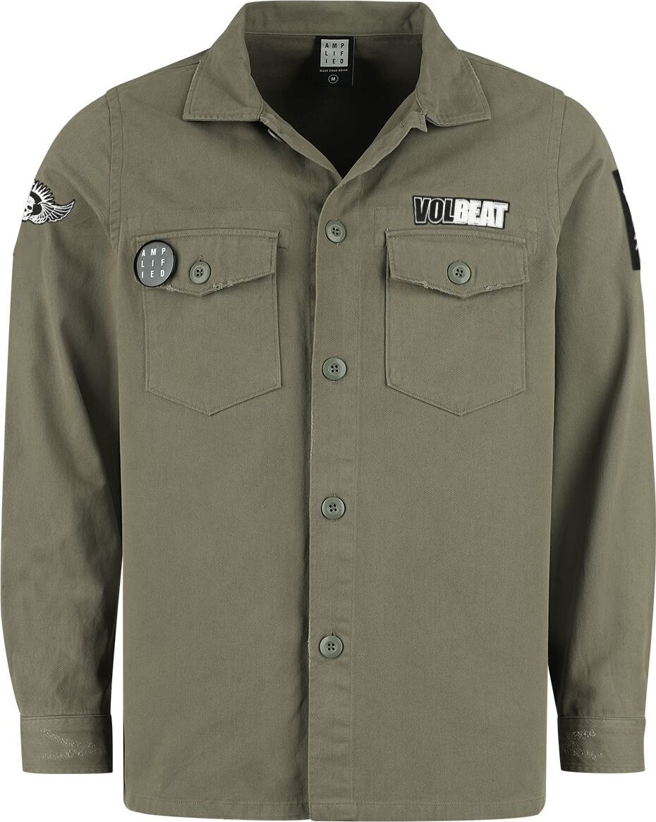 Volbeat Amplified Collection - Military Shirt - Shacket Košile khaki - RockTime.cz Volbeat Amplified Collection - Military Shirt - Shacket Košile khaki - RockTime.cz