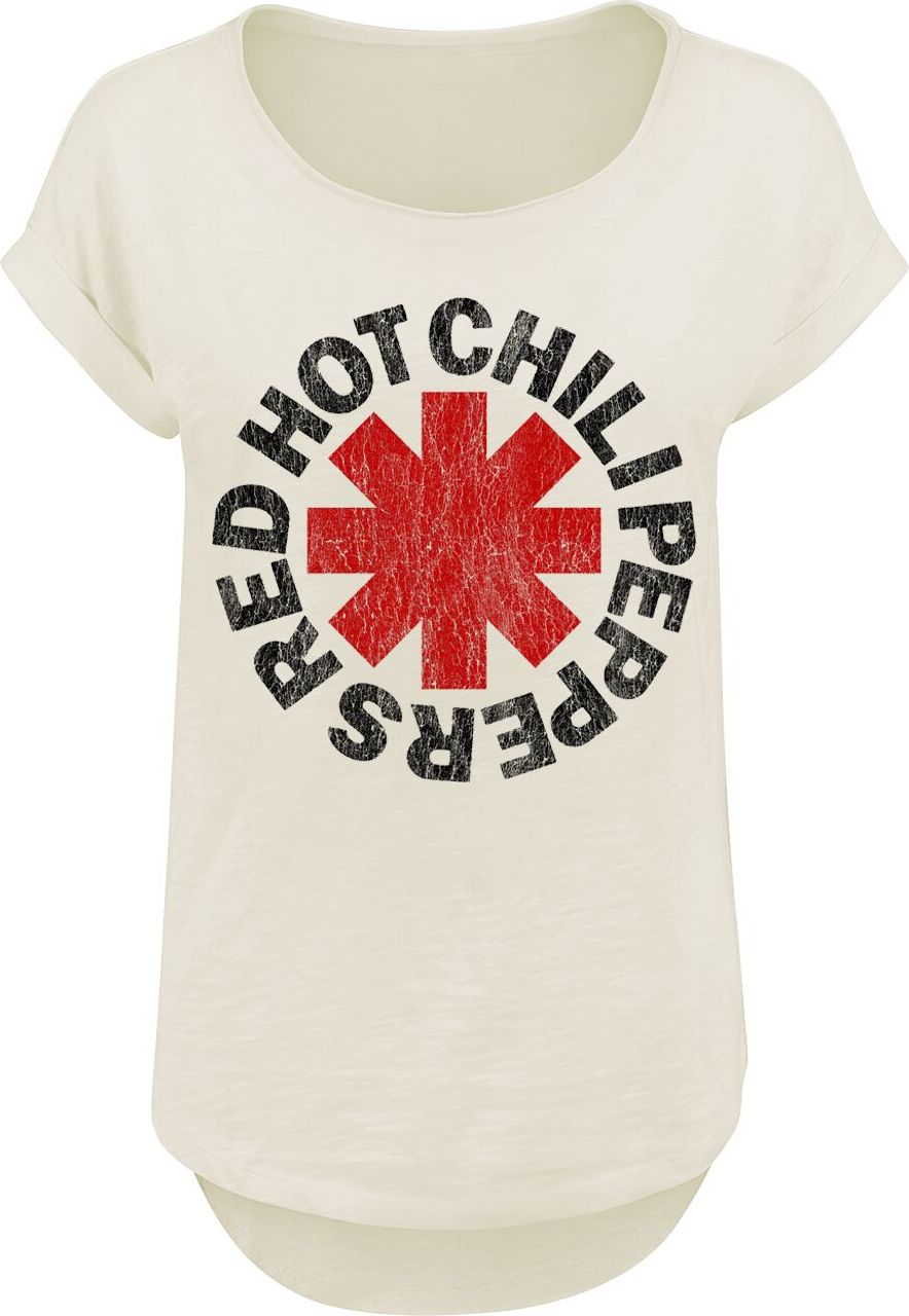 Red Hot Chili Peppers Distressed Logo Dámské tričko béžová - RockTime.cz