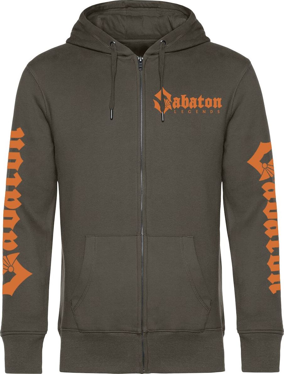 Sabaton Legends Mikina s kapucí na zip zelená - RockTime.cz