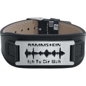 Rammstein "žiletka "Ich Tu Dir Weh"" Kožený náramek černá