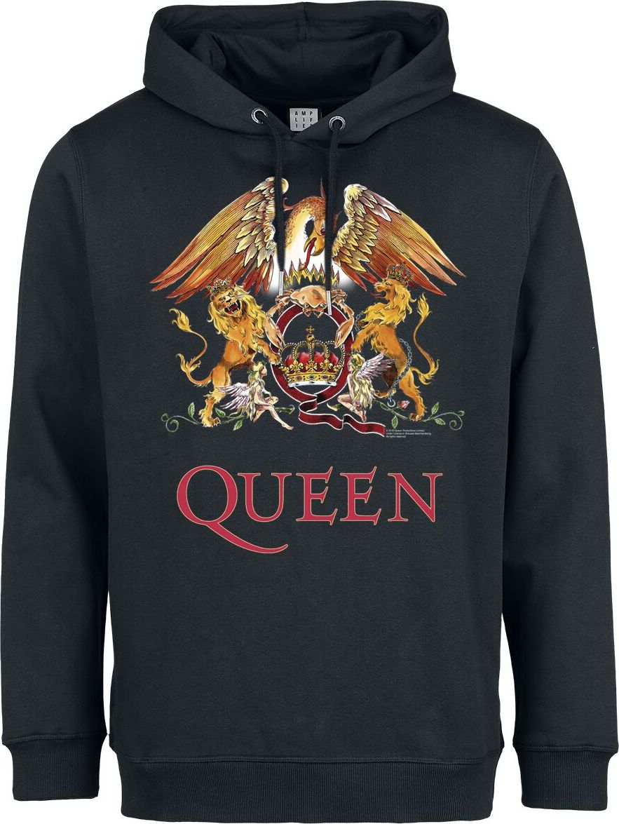 Queen Amplified Collection - Royal Crest Mikina s kapucí černá - RockTime.cz