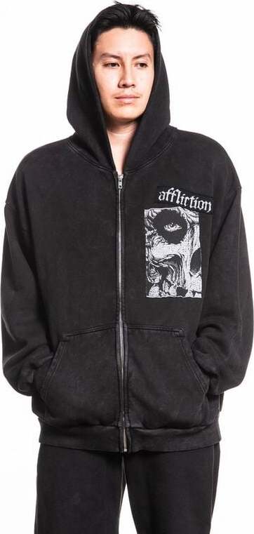 Affliction Misfits Skully Mikina s kapucí na zip černá - RockTime.cz