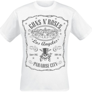 Guns N' Roses Paradise City Label Tričko bílá