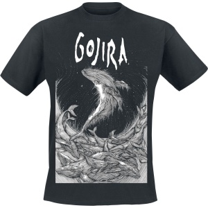 Gojira Woodblock Whales Tričko černá