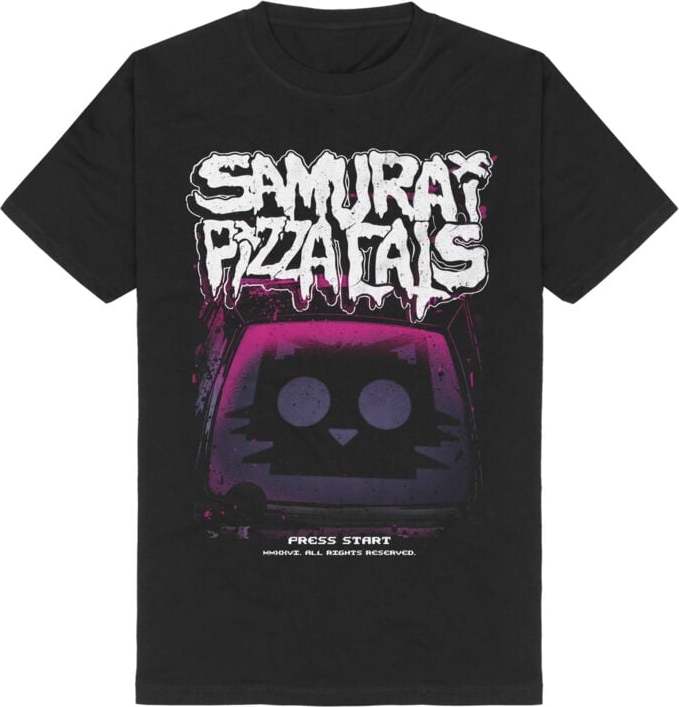 Samurai Pizza Cats Press Start Cover Tričko černá - RockTime.cz