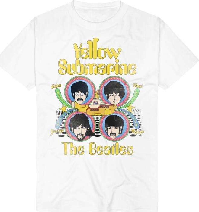 The Beatles Yellow Submarine Heads Tričko bílá - RockTime.cz