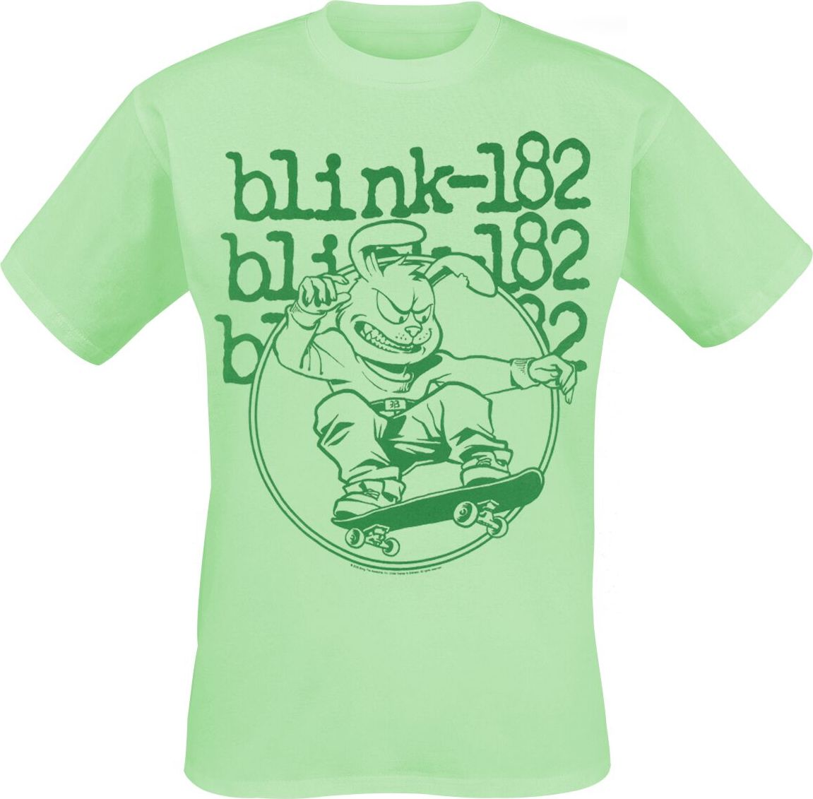 Blink-182 Skateboard Bunny Mono Tričko zelená - RockTime.cz Blink-182 Skateboard Bunny Mono Tričko zelená - RockTime.cz
